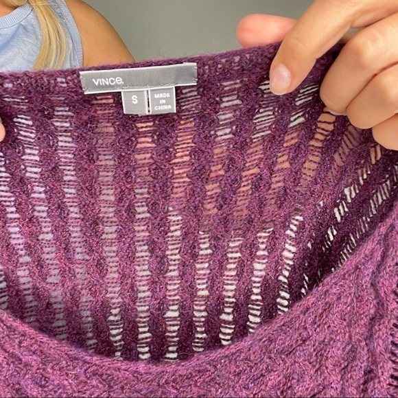 Vince Purple Cable Knit Alpaca and Wool Blend Sweater - Picture 7 of 9